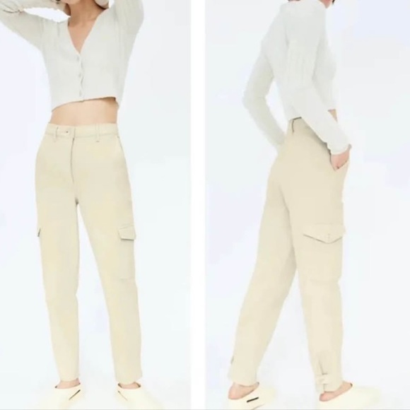 Aritzia Cream Faux Leather Cargo Straight-Leg Pants - Picture 5 of 6